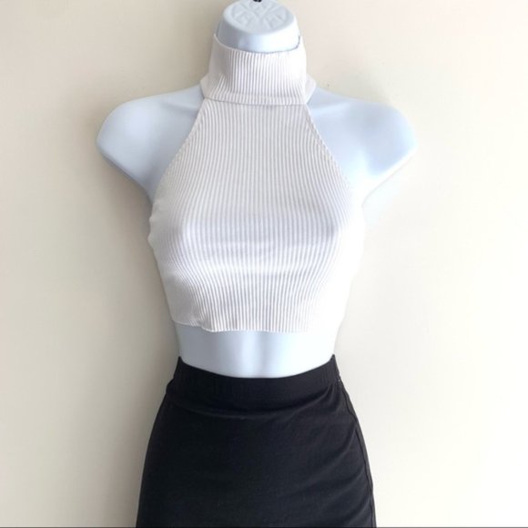 Y2k White Halter Crop Top One Size - Picture 4 of 5